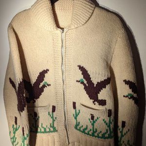 1950's Vintage Cowichan Sweater. Geese and reeds.